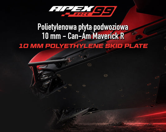 Polietylenowa płyta podwoziowa 10 mm - Can-Am Maverick R: Gładka osłona spodu do kontaktu z kamieniami i koleinami