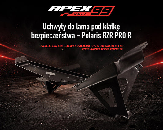 Uchwyty do lamp pod klatkę bezpieczeństwa - Polaris RZR PRO R: Stabilne światła w miejscu chronionym przez klatkę